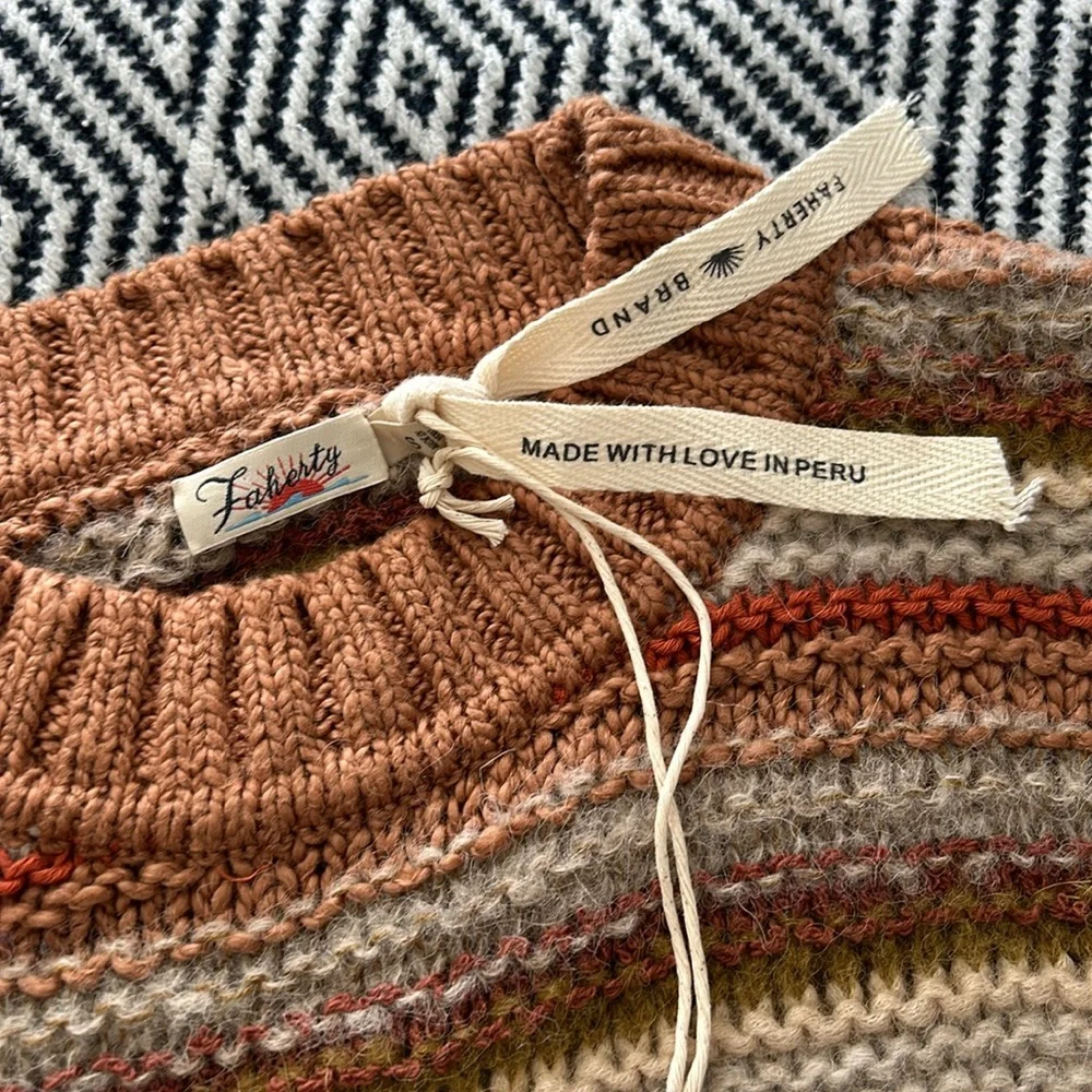 NWT size S Faherty alpaca stripe knit sweater. Made in Peru. So cute! - Picture 4 of 8